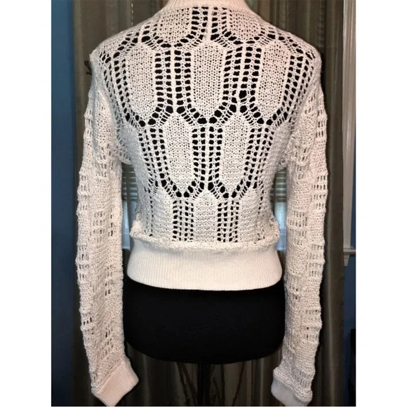 Free People White Lace zipper Crochet Cardigan - Picture 3 of 11